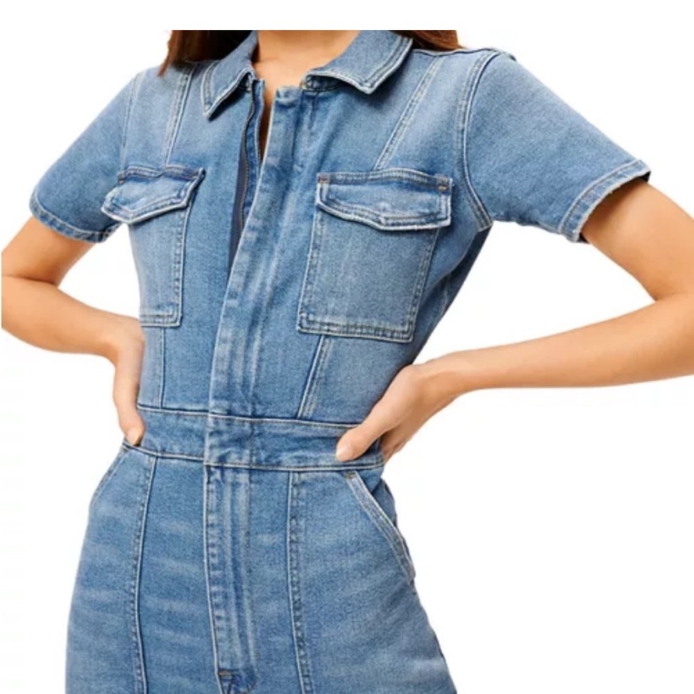 Good American Light Blue Denim Overalls